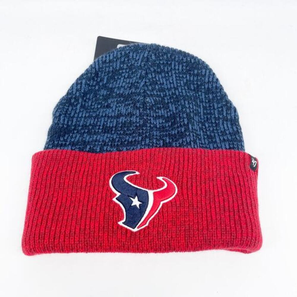 '47 Houston Texans Two Tone Brain Freeze Cuff Knit Cap Red Blue Men's One Size